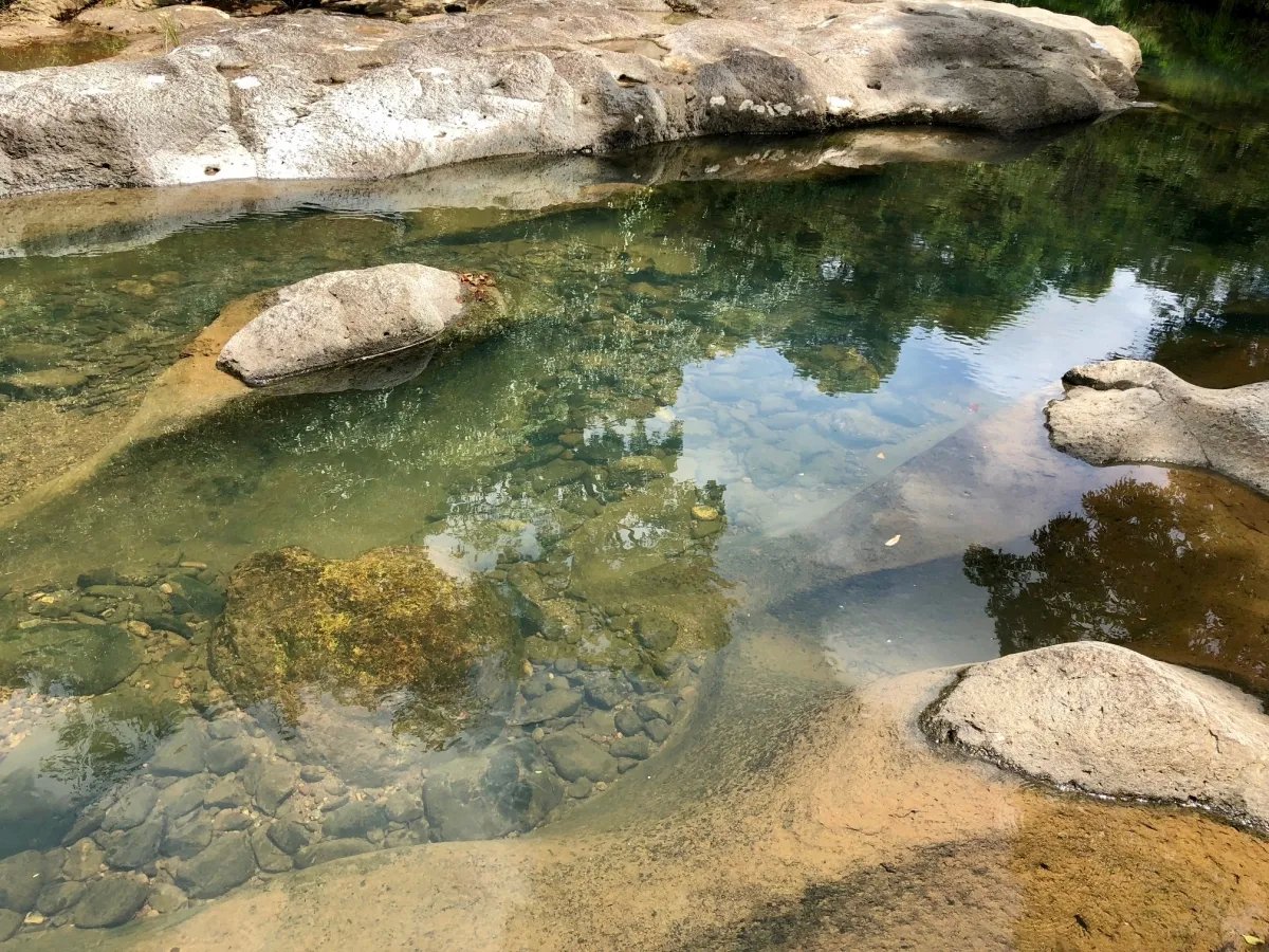 3.5 HA for sale, bordering river with beautiful natural swimming pool.