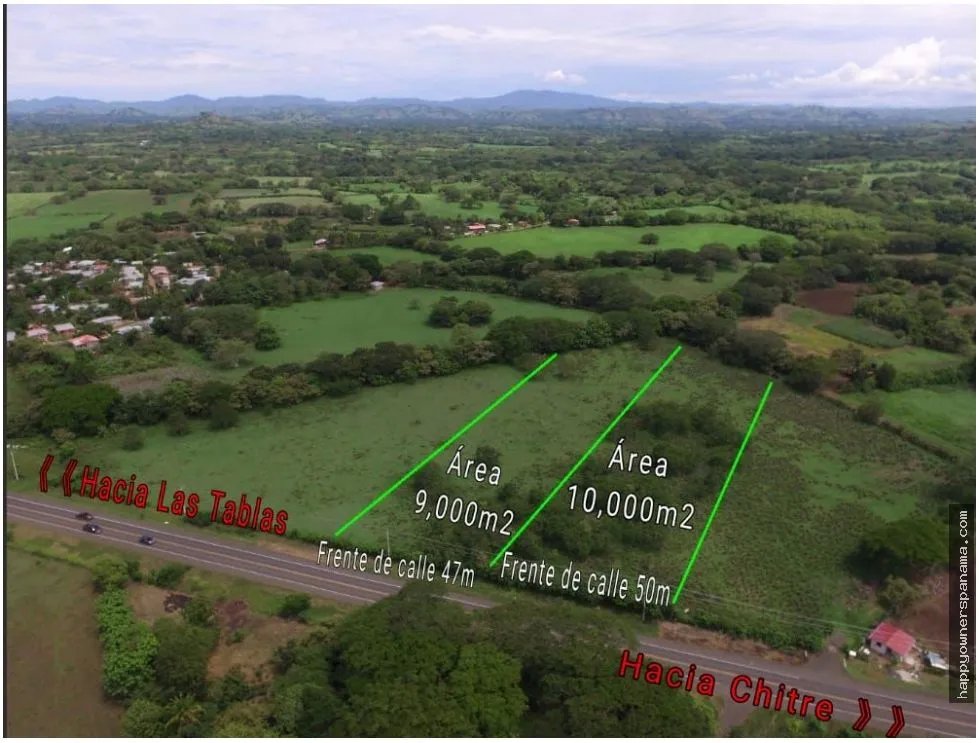 Venta de terreno frente a vía principal, guararé, los santos.